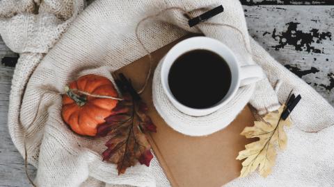 가을, 호박, 차, 커피, 휴식